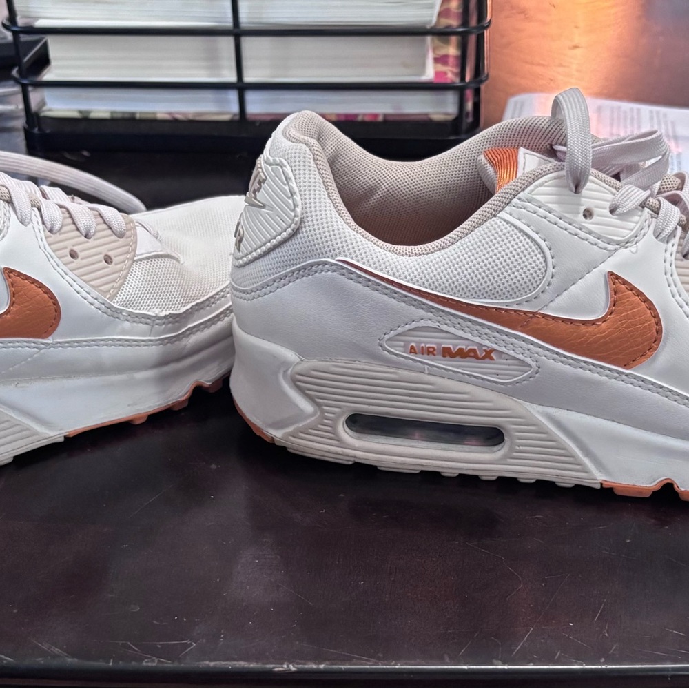 Nike Air Max White and Orange Athletic Shoes